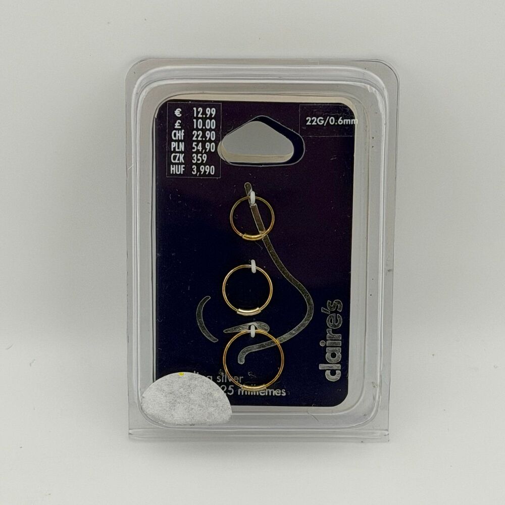 Claires Set Of 3 Nose Rings 22g Sterling Silver NEW